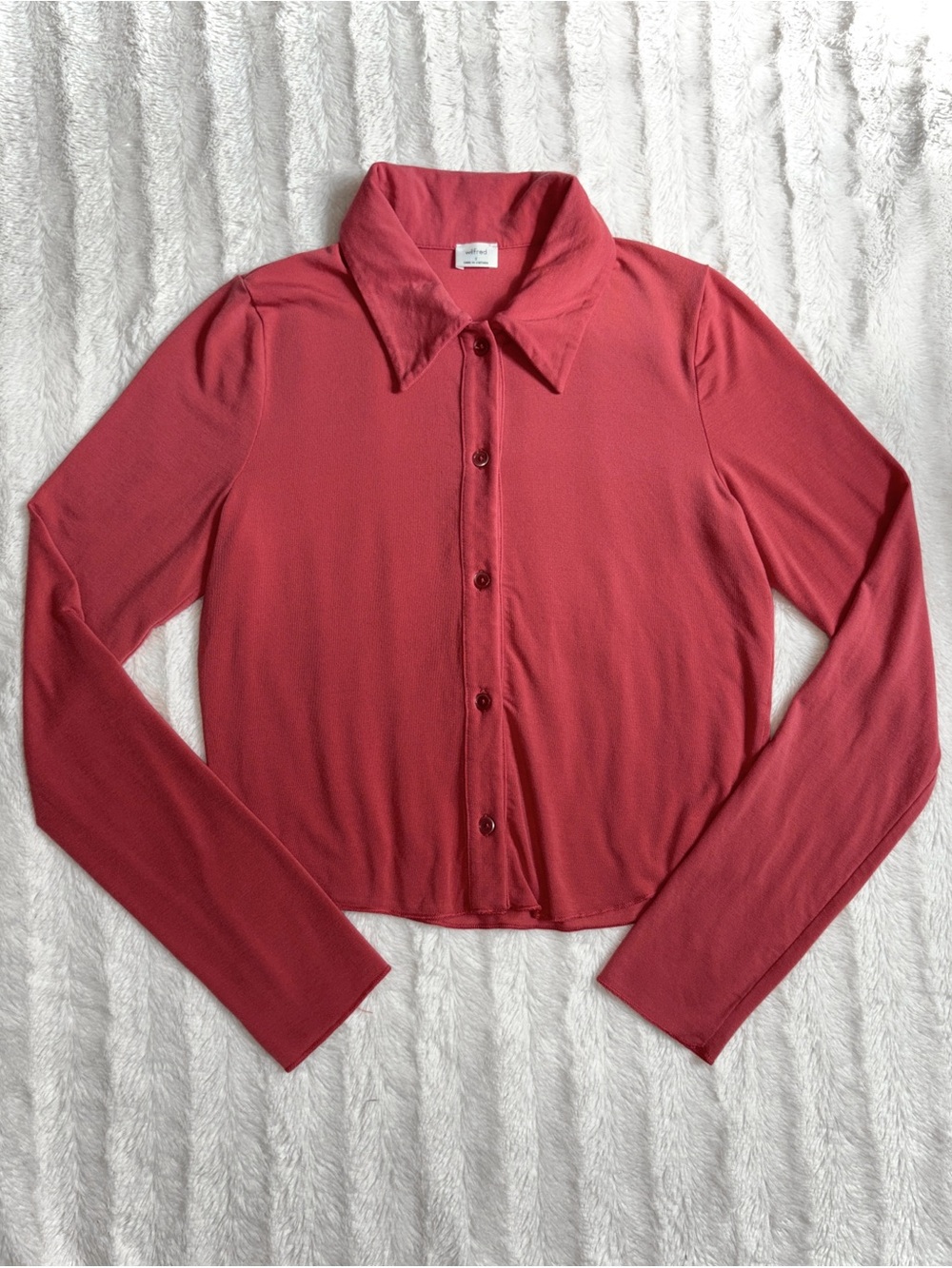 Aritzia Wilfred Women's Long Sleeve Polo Top Size Small in Coral Red